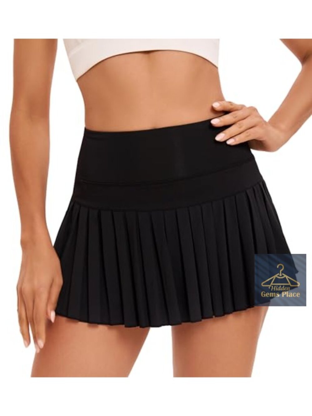 Women's Pleated Tennis Skort with Pockets Built-in Short Liner